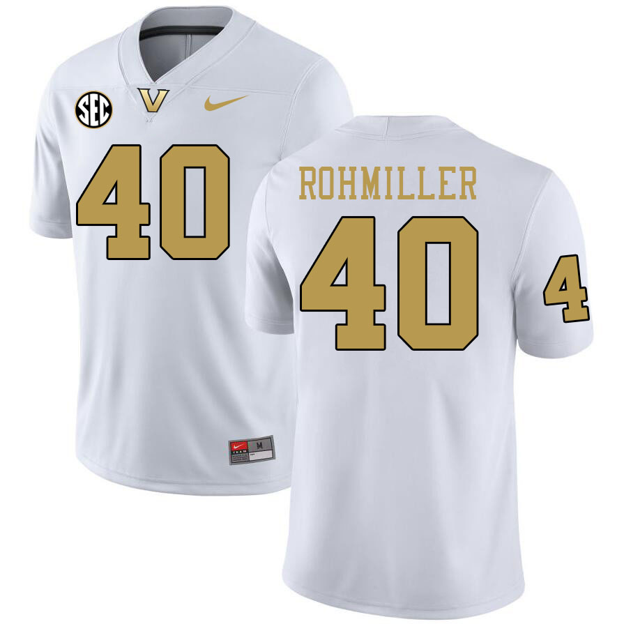 Vanderbilt Commodores #40 Mason Rohmiller College Football Jerseys 2024 Uniforms Stitched-White